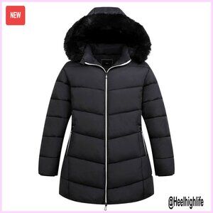 Plus Size Winter Windproof Waterproof Hooded Puffer Jacket Warm Down Coat